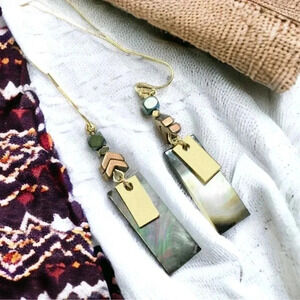 Luxury Abalone Earrings 18k Gold Dangle Shell Boho